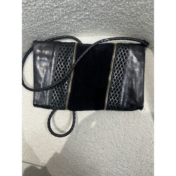 Jimmy Choo Black Leather and Suede Crossbody Bag display picture 2